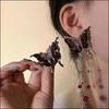 Asymmetrical Red Butterfly Tassel Earrings