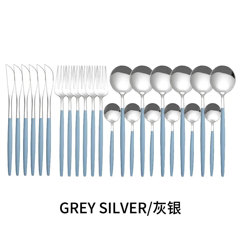 24-teiliges Gold-Geschirrset, Edelstahl-Geschirrset, Messer, Gabel, Löffel, Besteckset, spülmaschinenfest, Besteck