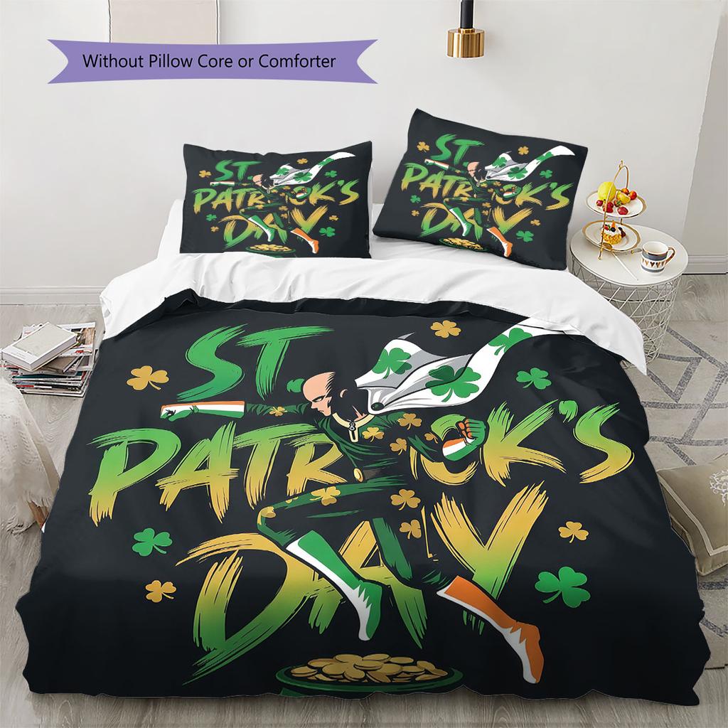 One-Punch Pattern Bedding Quilt Set Quilt Cover Pillowcase Home Decoration Birthday Gift (1 * Duvet Cover + 2 * Pillowcase, Without Core)