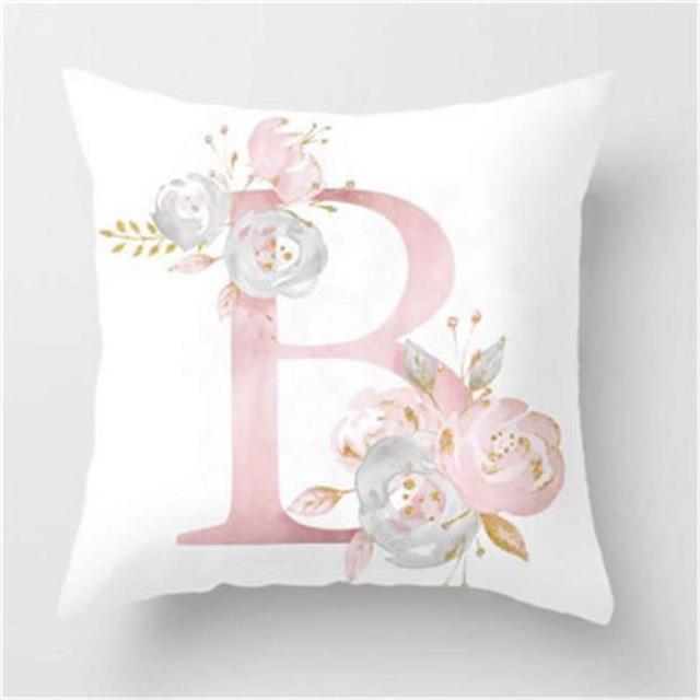 Ins Nordic Pillowcase Design Pink Letter Cushion Pillowcase Car Sofa Waist Design Home Furnishing