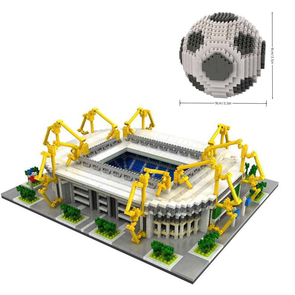 Knew Built Madrid Soccer Stadium with Soccer Ball Micro Blocks Building Toys Experience the Joy of Footballive Good Deco Gift