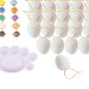 20 Pieces White Easter Eggs Paintable Toys with Rope, Paintbrush And Acrylic Paint for Preschool