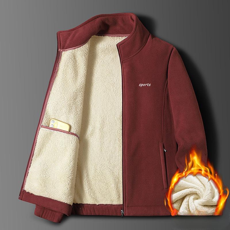 Spring and Autumn New Men's Jackets Fleece Men's Jackets Stand-up Collar Middle-aged and Elderly Cotton-padded Clothes Casual Sportswear