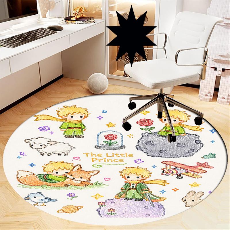 The Little Prince Printed Round Rug Carpet Chair Rug Area Rug Entryway Doormats,for Office Chair Living Room Bedroom Kitchen Room.