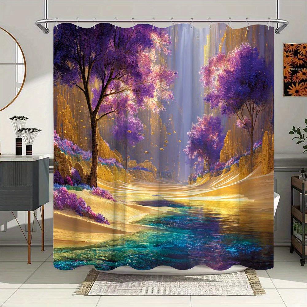 

Enchanted Purple Forest Waterproof Mildew-Resistant Shower Curtain - Serene Design For A Mystical Bathroom Dcor Experience W60H190(CM)-1 Pcs