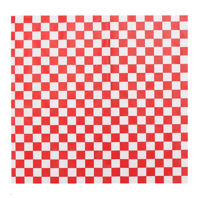 25 Sheets Checkered Sandwich Wrappers, 9.8" x 9.8" Dry Wax Paper, Grease Resistant Black Red Burger Food Basket Liner Oilpaper