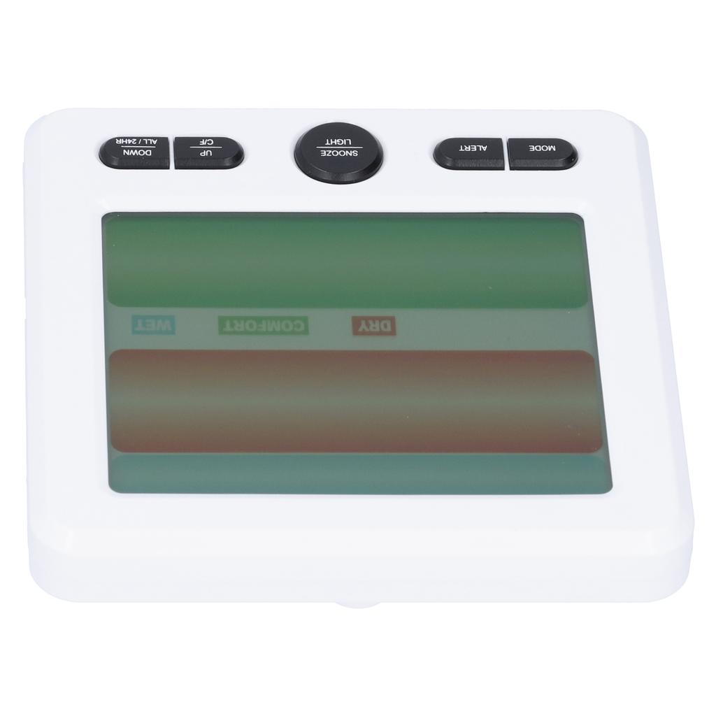 LCD Electronic Alarm Clock Temperature Humidity Monitoring Alarm for Indoor Home UseWhite