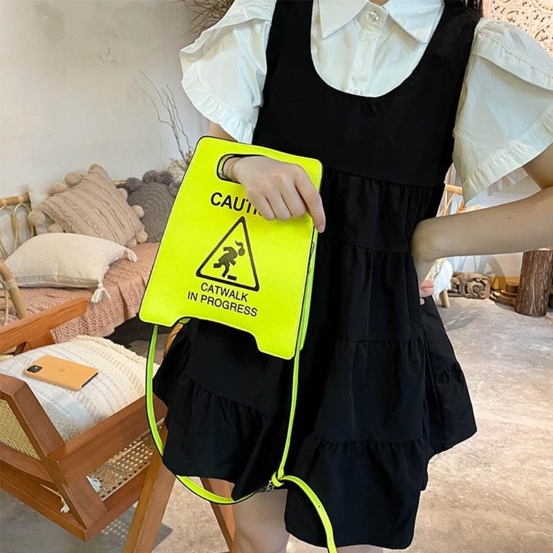 Buy Crossbody Bag Leather Caution Stop Sign Shoulder Purse  display picture 3