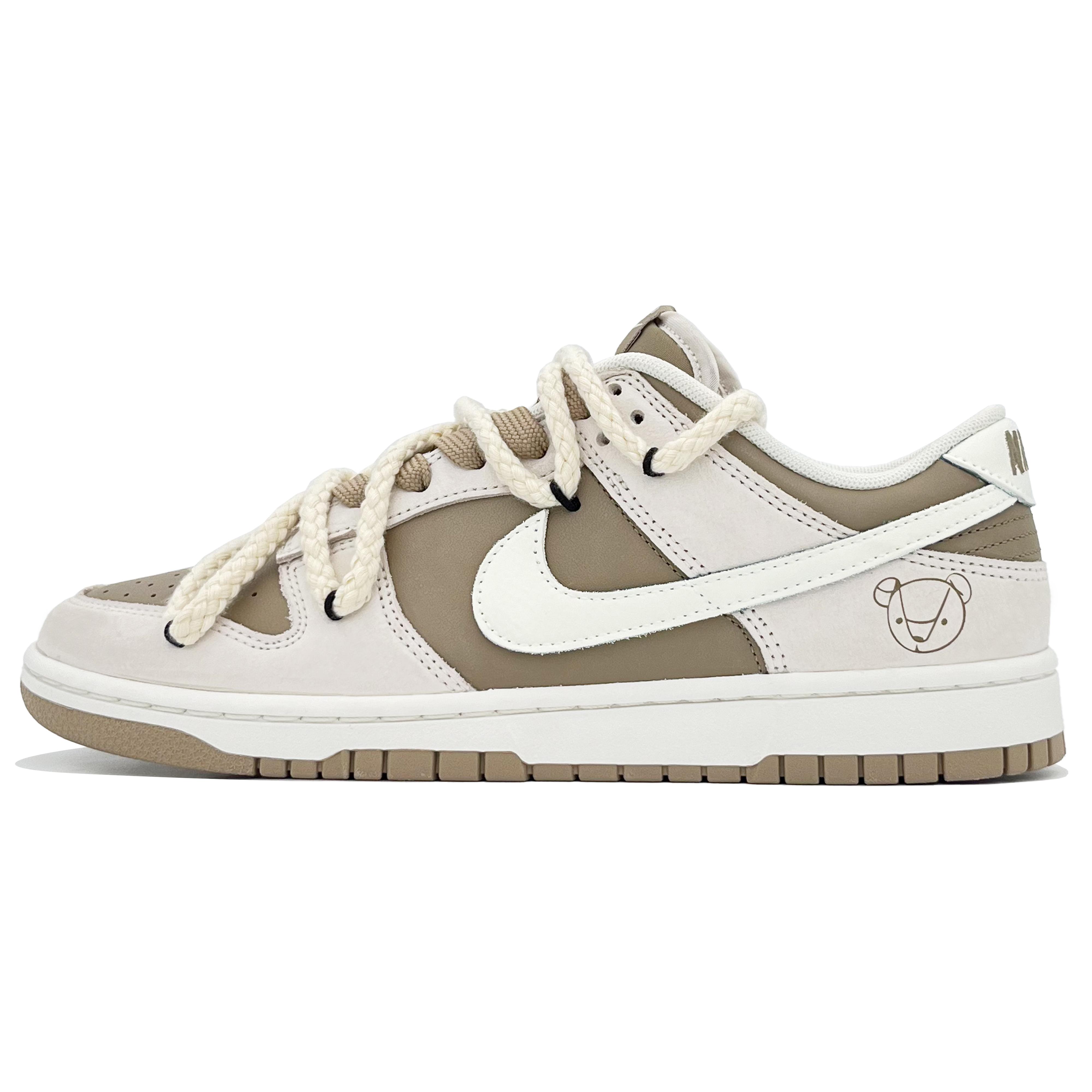 

Nike Dunk Slip Resistant Abrasion Resistant Low top Skateboard Shoes Unisex Beige White Brown HQ1175-240(Team414-) 36.5