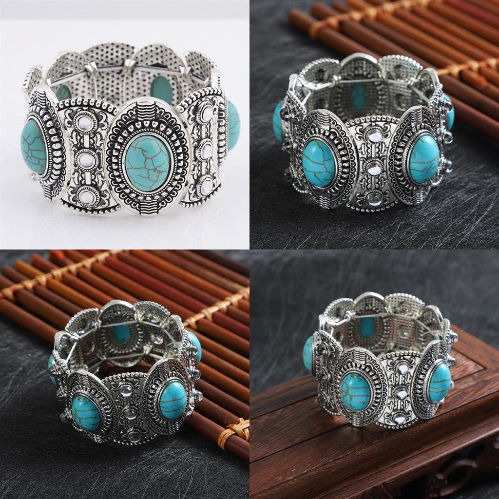 Bohemian Turquoise Bracelets Jewelry With Geometric Pattern For Women