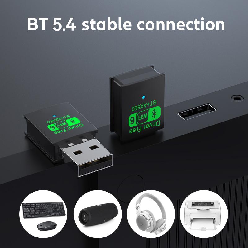 2IN1 900Mbps USB Adapter Bluetooth5.4 Dongle Adaptador Dual Band WiFi6 For PC Laptop Wireless Speaker Audio Receiver Transmitter