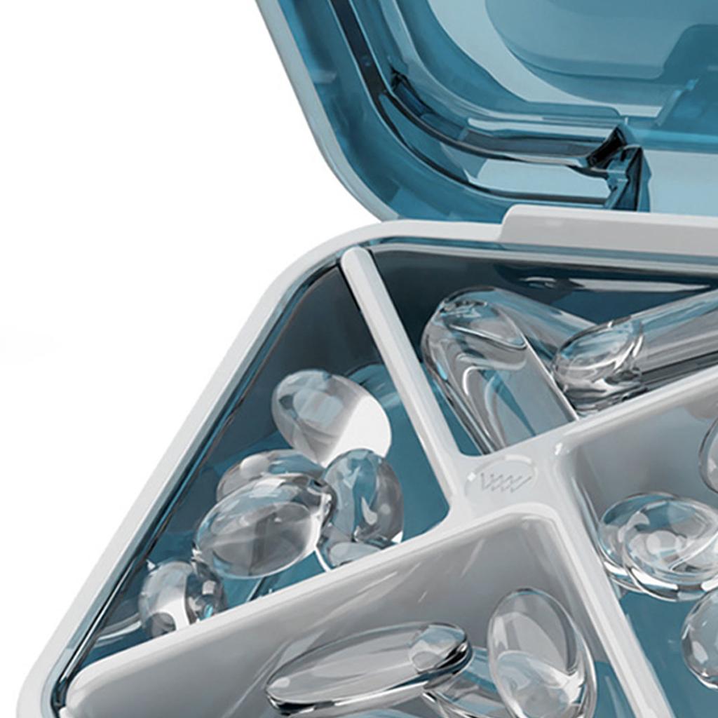 Tragbarer Medikamenten-L-Koffer Silikon Edelstahl Hohe Dichte Reise-Medikamentenkoffer für Vitamin Medikament Blau