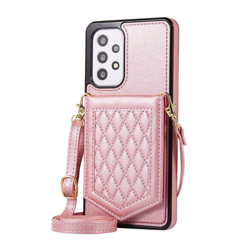 RFID Crossbody Mirror Lanyard Wallet Cards Holder Leather Case for Samsung S22 Ultra S21 Plus S23 S20fe A53 A13 A52S Stand Cover
