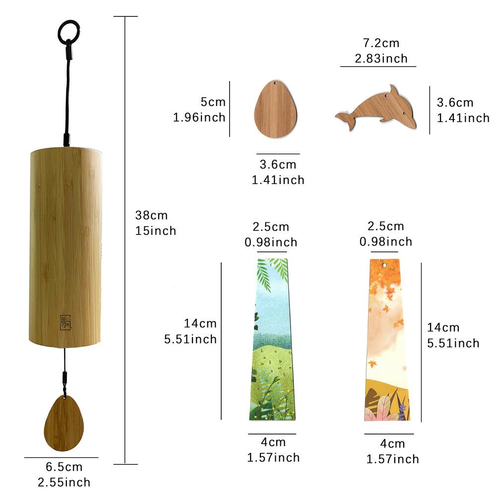 Bambus Windspiele Set Außengarten Dekoration Hof Anhänger Meditation Entspannung Akkord Windspiel Handwerk Musik Äolische Glocken
