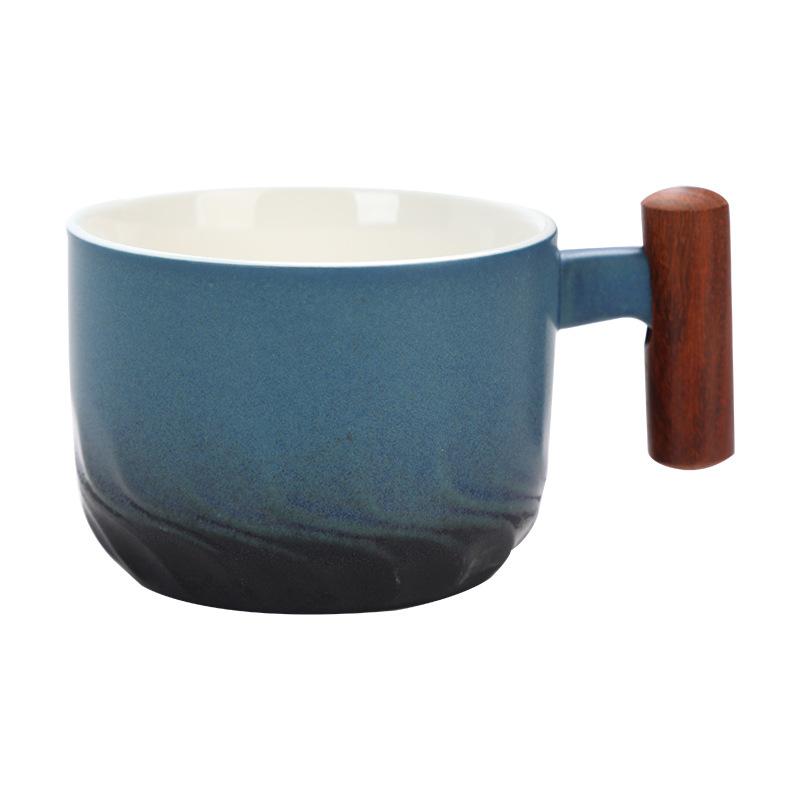 1PC Italian Espresso Coffee Cup Wooden Handle Latte Cup Vintage Coarse Pottery Mug Ceramic Afternoon Tea Cup