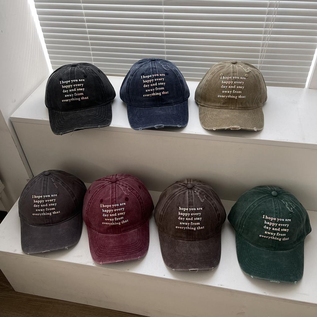 Classic Cotton Baseball Cap With Embroidered Letters For Casual Outdoor Wear