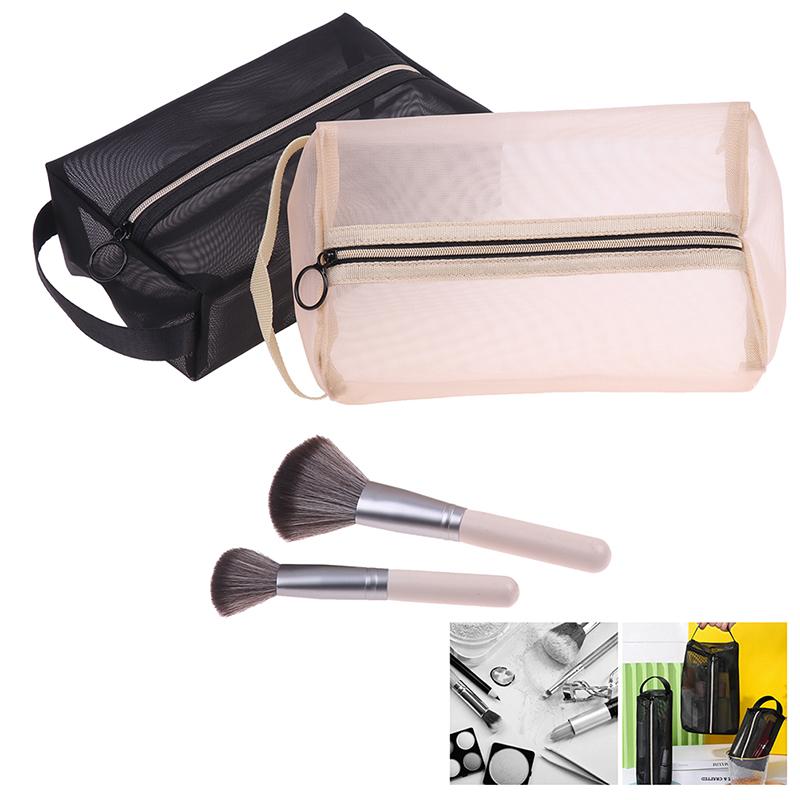 Makeup Brush Travel Case Cosmetic Toiletry Bag Organizer Mesh Kit Pouch
