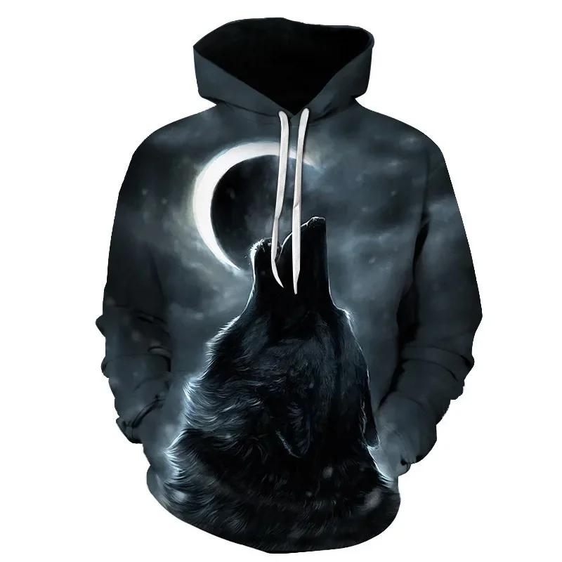 Nowe drukowane 3D Wilk Moda Męskie Damskie Dresy Okrągły dekolt Bluzy z kapturem Duże rozmiary S-7XL Harajuku Cztery pory roku Codzienne