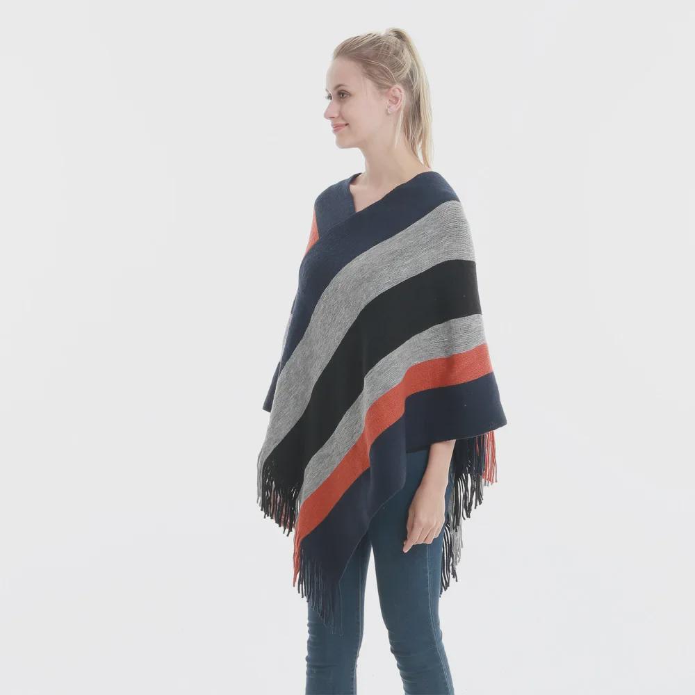 Nový jarní a podzimní pletený šál s střapci: Teplý, velký, volný top s kapucí