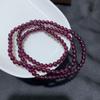 Natural Champagne Garnet Beaded Bracelet Women's Three-Circle Purple-Teeth-Black Multi-Layer Crystal Jewelry Gift for Girlfriend