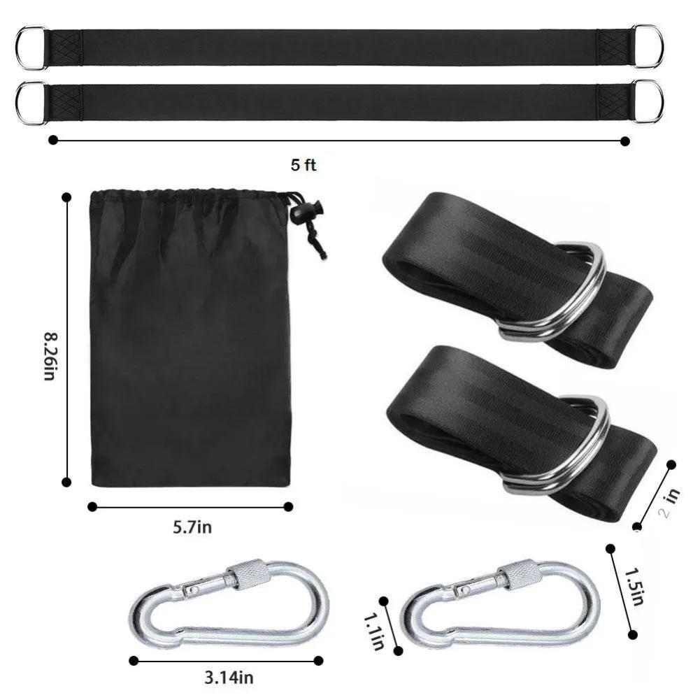 Heavy Duty Tree Swing Hanging Straps with 2200LB Capacity Industrial Nylon and Stainless Steel Carabiners for Easy Outdoor Setup