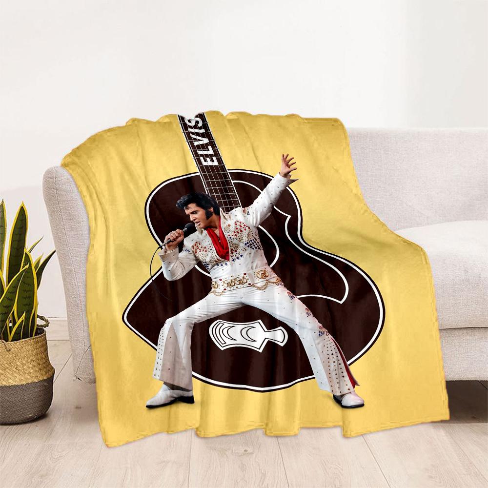 Elvis Presley Guitar Performance Blanket Ultra-Soft Perfect for Couch Bed Picnics for All Seasons Stylish Decor Gift for Travel Home Birthdays