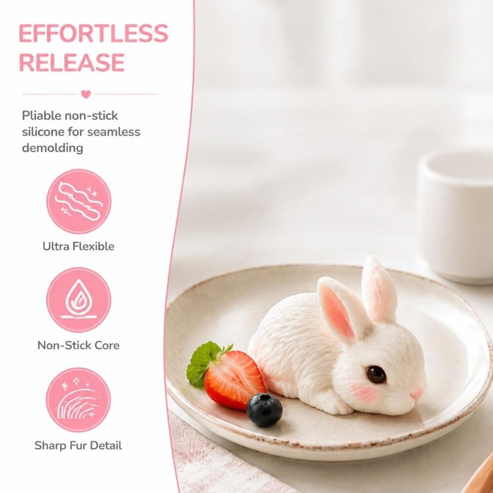 Non Stick Surface 3D Rabbit Mold Easy Release Baking Mold Reusable Candle Mold Candle Soap Craft