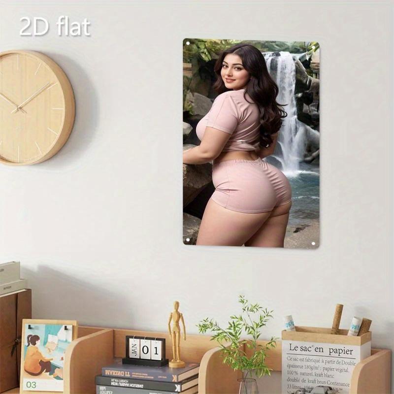 Vintage Metal Wall Art Vintage Female Pink Lingerie Metal Poster Pastel Pink Brown Black White Gray Beige