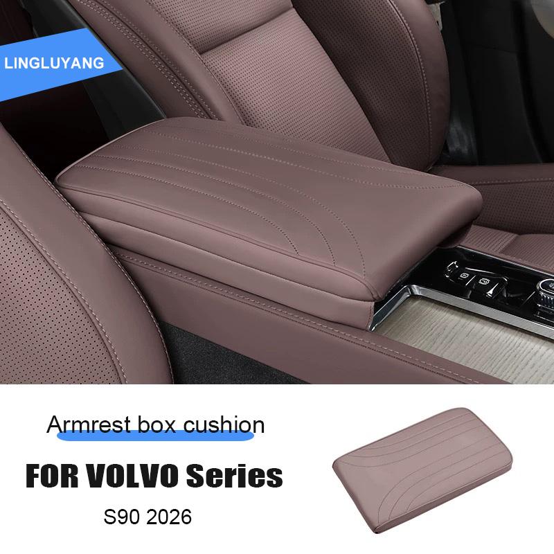 

Для модификации Volvo S90 2026 защитная крышка подлокотника кожаный центральный ящик для хранения прокладка для регулировки высоты аксессуары для интерьера коричневый