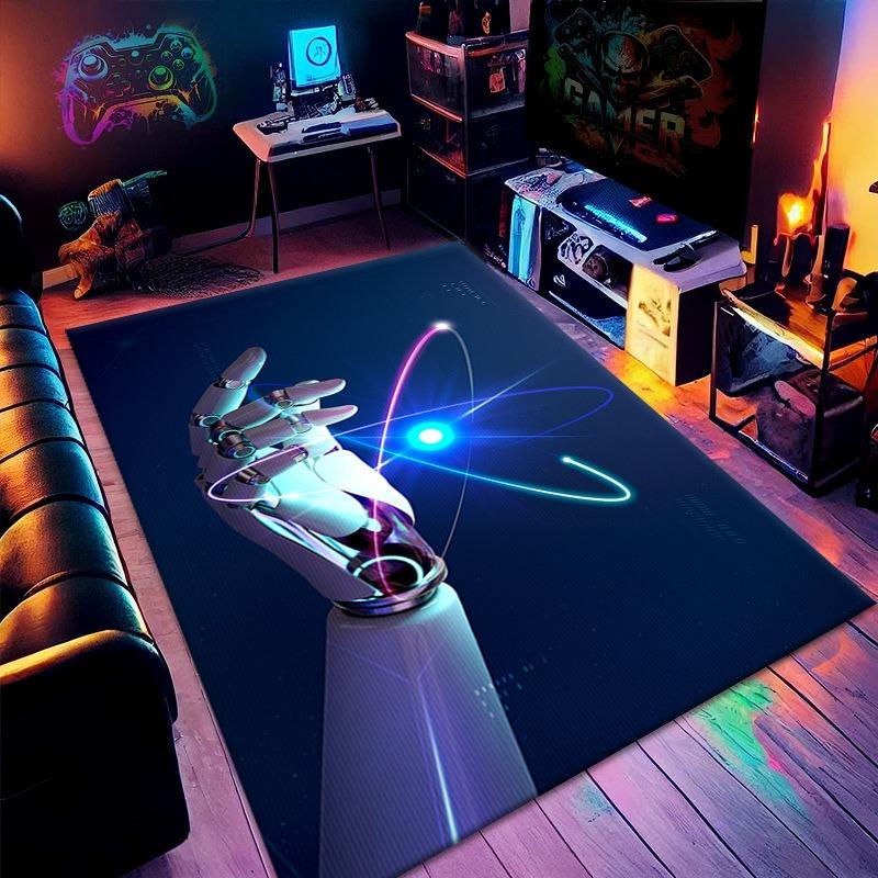 Neuer 3D Visueller Teppich Cooles Spiel Arcade Dekoration Matte Große Fläche Wohnzimmer Rutschfest und Pflegeleichter Teppich Maschinenwäsche
