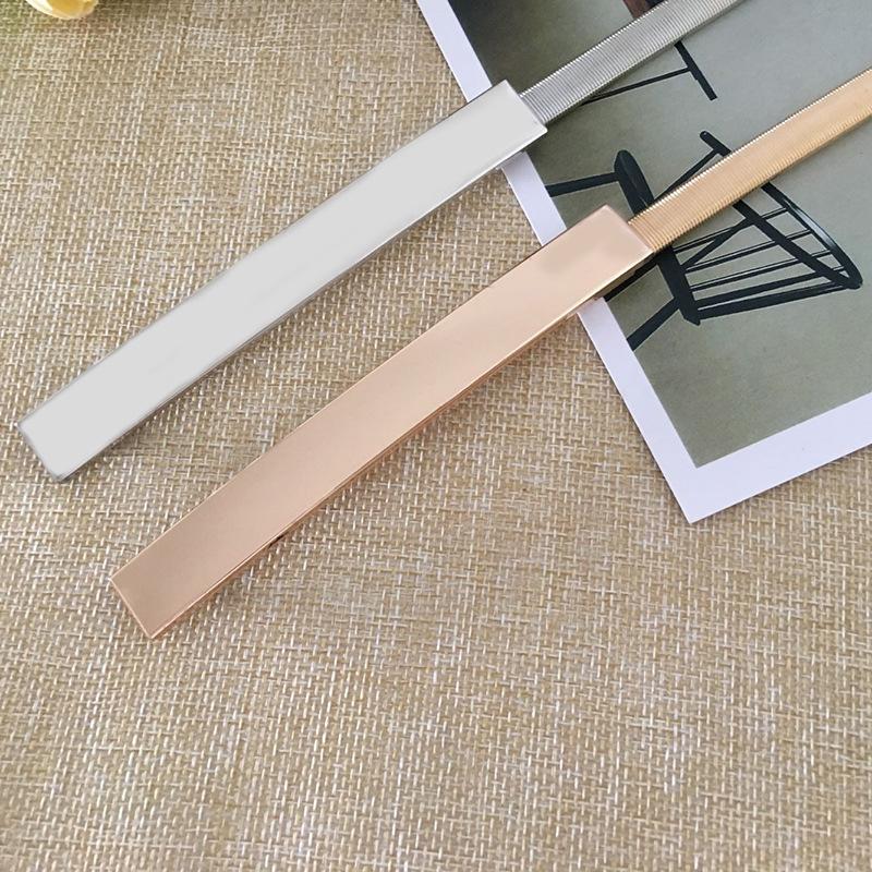 Elegant Women Metal Elastic Belts Gold Silver Skinny Thin Waist Belt Ladies Female Decorative Waistband Straps