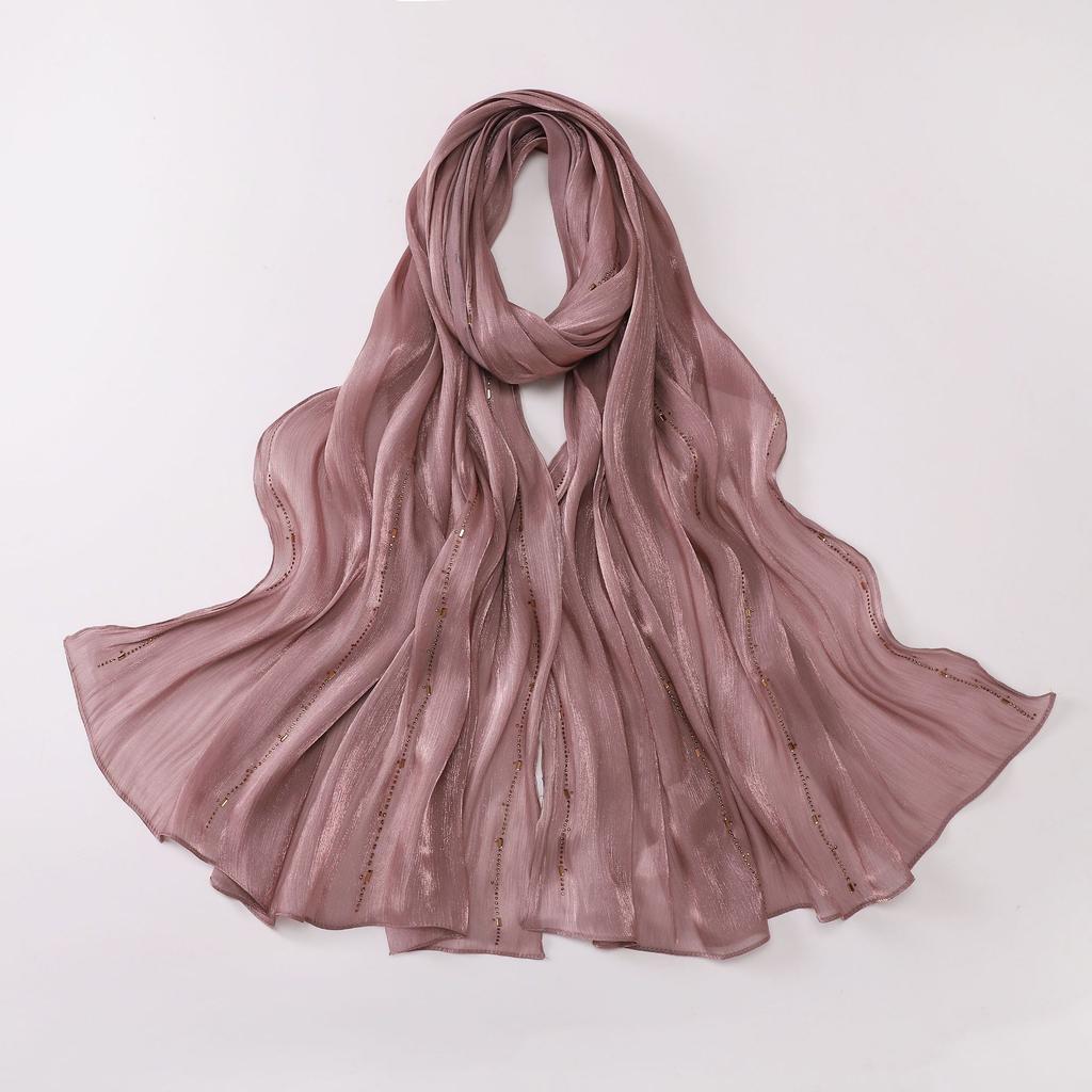 Shimmer Silk Hijab Scarf For Women Crinkle Hijabs  Diamond Luxury Medine Silk Veil Muslim Women Shiny Shawl Turban Bandana