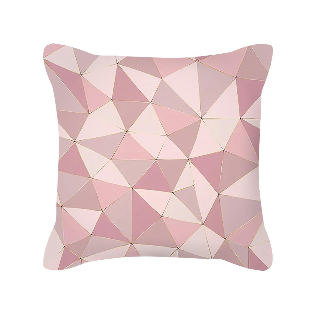 Ins Nordic Style Rose Gold Pink Geometric Square Pillow Cushion Cover