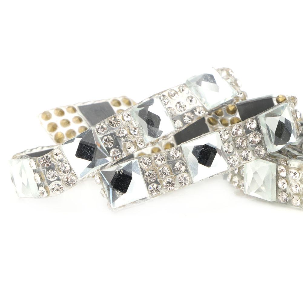 5 yard Hotfix Clear Crystal Glass Rhinestone Fabric Chain Trim DIY Applique (8mm White)