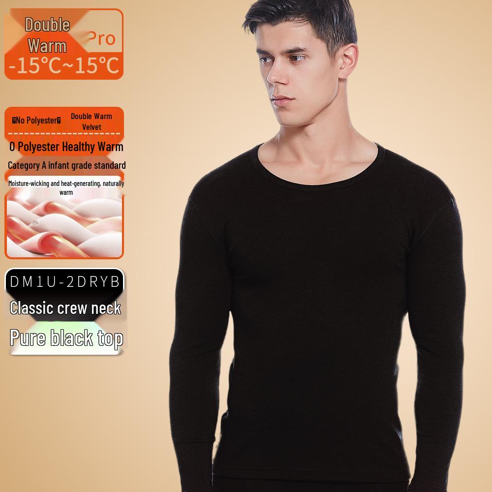Men's Seamless Polyester Base Layer: No-Pill V-Neck, Round Neck, Mid-High Neck, Warm Autumn Top & Pants