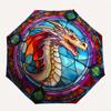 Stained Dragon Window Panel: Colorful Fantasy Art for Home DecorUmbrella, Portable 3-Fold Compact Umbrella,Christmas Gift ES472