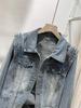 Women's European-Style Beaded Denim Jacket - 2025 Autumn/Winter Collection: Short Heavy-Duty Cardigan