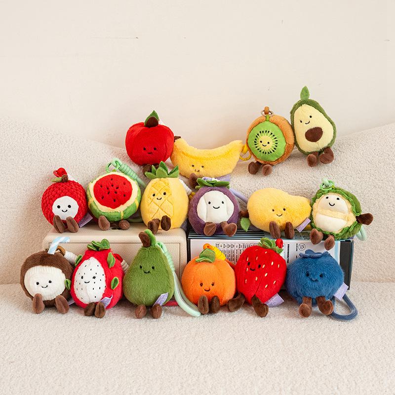 Fruit Plush Keychain: Cute Apple & Banana Desk Companion Ornament Gift
