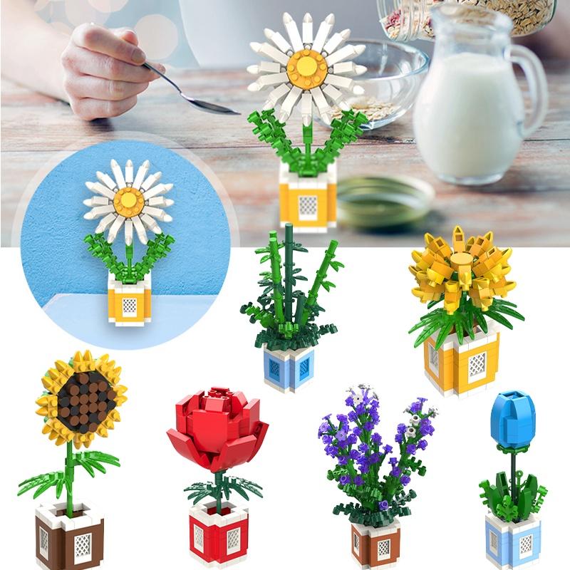 Rose Sunflower Daisy Building Blocks Model Toy Kids Gift – Decorate Surprise