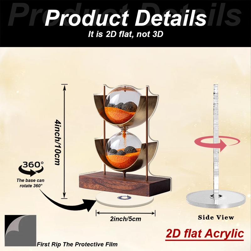 2D Flach, 2D Flache rotierende Sanduhr| Moderne minimalistische Acryl-Sanduhr, Kein Strom benötigt, Geeignet