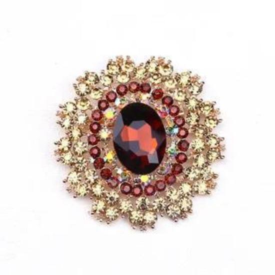 Classic Retro Stained Glass Large Brooch Imitation Crystal Luxury Badge Suit Dress Accessories