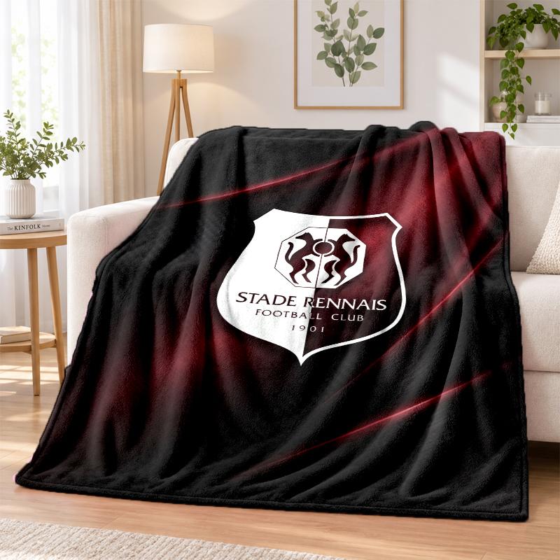 Stade Rennais FC Printed Flannel Blanket Warm Comfort Bed Throw For Indoor Home Decoration