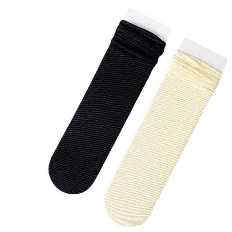 Nylon Samt Socken für Damen, Mittelhohe Dünne Frühjahrs- und Sommersocken mit Schlingen, Einfarbige Eis-Socken für Damen