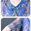 Women's Plus Size Blouse Summer Stretch Print Mesh Blouse Oversized Shirt Short Sleeved Loose  Blouse Top