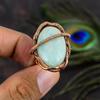 Natural Amazonite Gemstone Handmade Copper Wire Wrap Gift Ring Size 8 Z8Y72