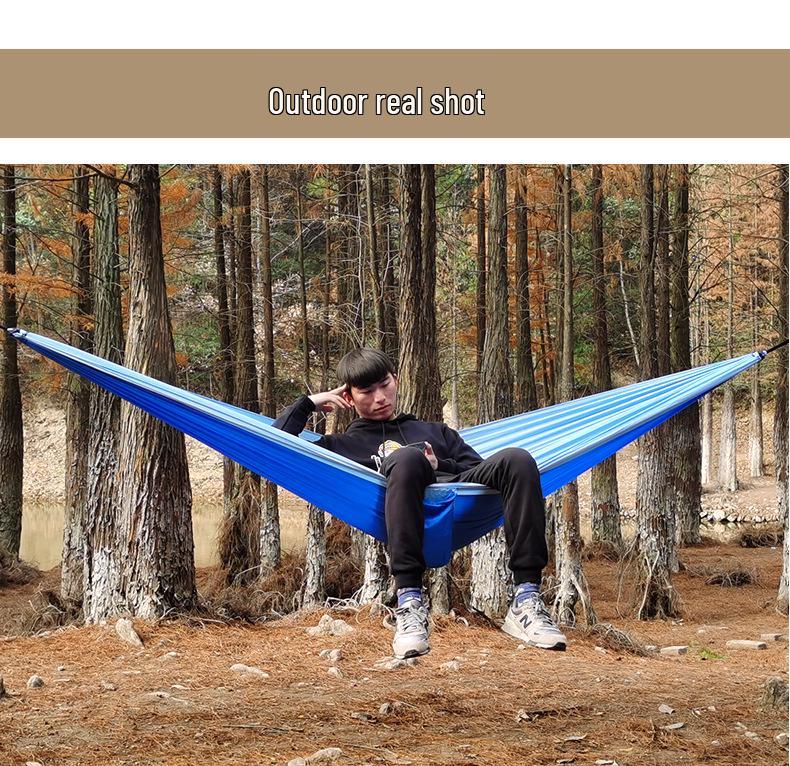 Anti-Rollover Lightweight Outdoor Nylon Hammock – Portable 210T Parachute Cloth