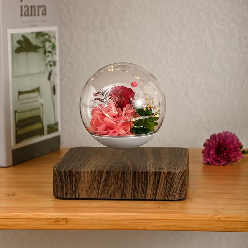 Lâmpada de Rosa Levitante Magnética Presente Personalizado Lâmpada de Flor Preservada Pequena Luz de Noturna Presente para Mulheres Dia das Mães Decoração de Casa