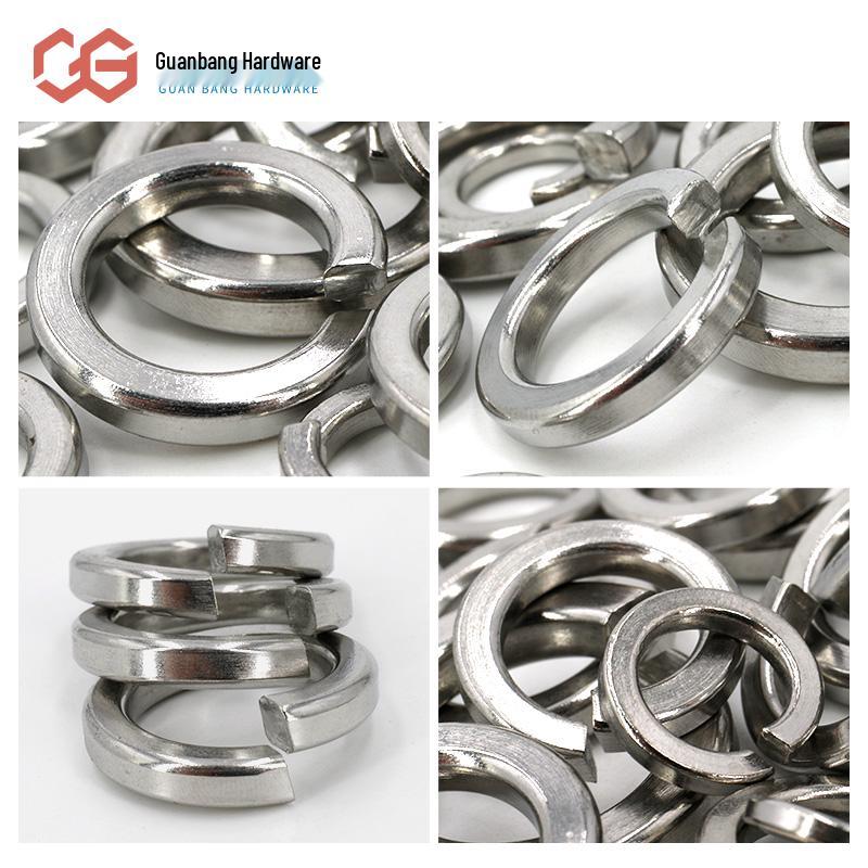 Stainless Steel (304/316/201) Split Lock Washers, Heavy Duty, Anti-Loosening, Thickened, Sizes M1.6-M24.