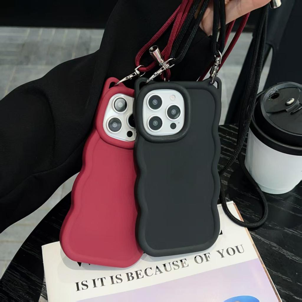 For Xiaomi Redmi Note15 Pro 8 9 10 11 12 13 14 Plus 4G 5G 9S 10S 11S 12S 14S 3D Cat Ear crossbody Strap Waves Phone Coverr