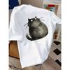 European Sizes This Loose-Fitting Summer T-Shirt Features a Cute Cartoon Black Cat Design, Suitable for Both Children